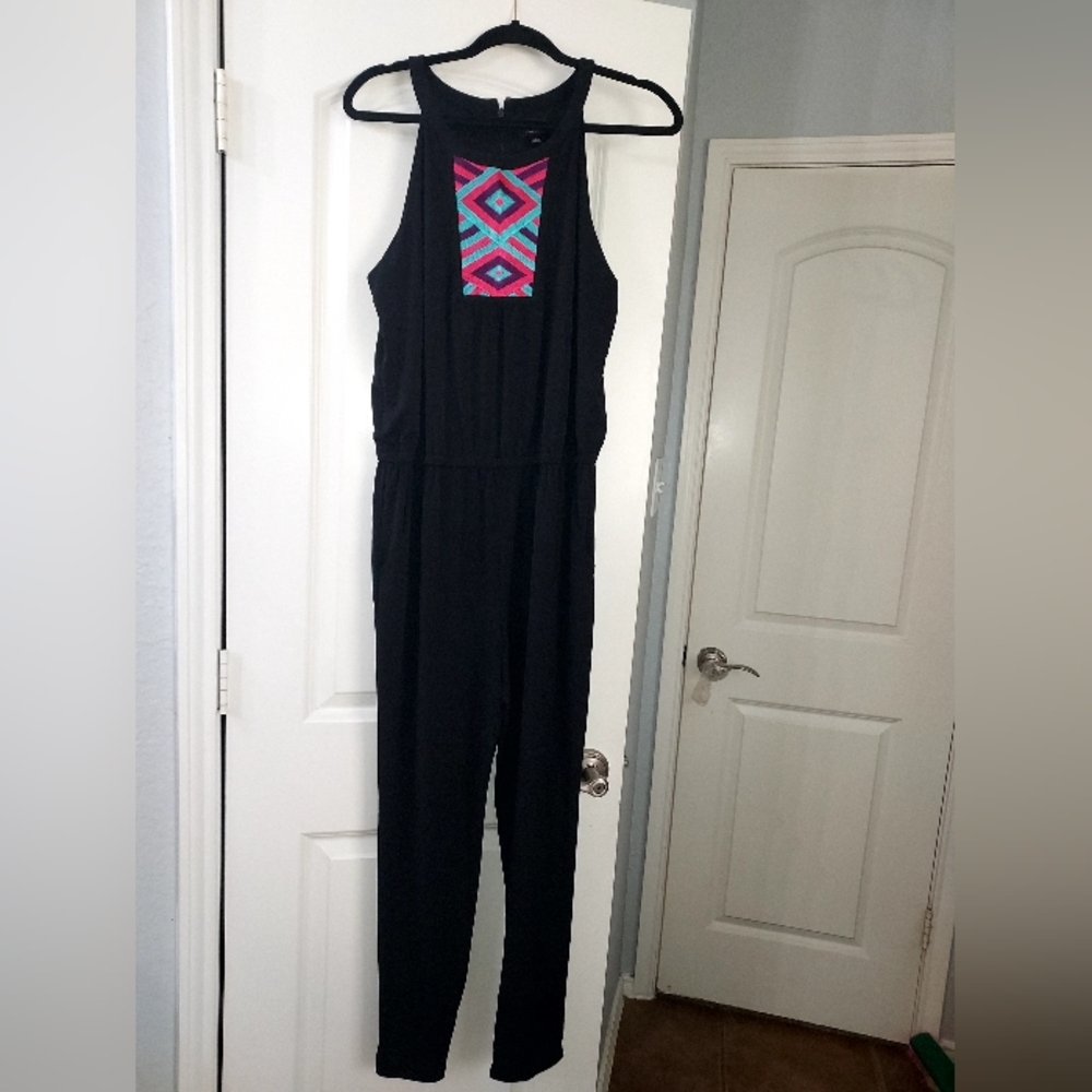 Nicole  Miller Halter JUMPSUIT with embroidery
